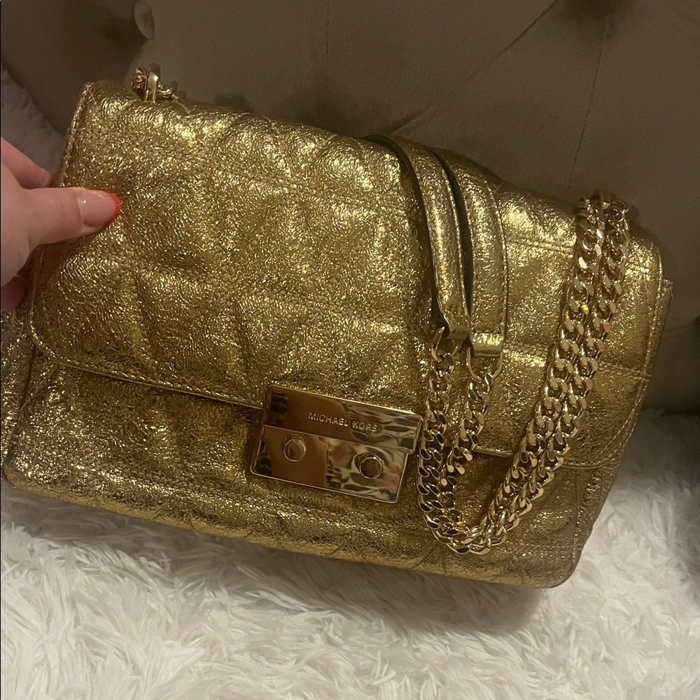 Michael Kors gold quilted crossbody